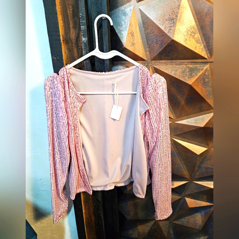 Women's Sequin Blazer, light pink